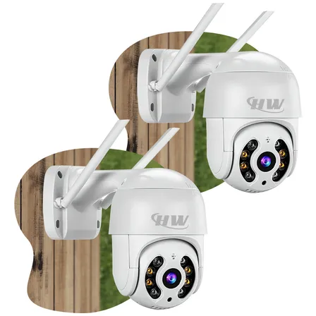 Kit 2 Câmeras Segurança Ip Wifi Externa Icsee Infravermelho Prova Dágua - Hw Branco