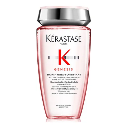 Shampoo Antiqueda Fortificante Com Células Nativas De Edelweiss E Raiz De Gengibre Para Cabelos Oleosos, Finos Ou Normais, Genesis Bain Hydra-fortifiant Kérastase, 250ml