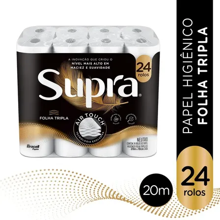 Papel Higiênico Supra Folha Tripla 24 Rolos
