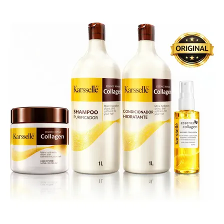Kit Karssellé Shampoo 1l + Condicionador 1l + Máscara 500g + Óleo 60ml