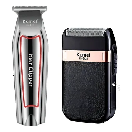 Máquina De Cortar Cabelo Kemei Km-032 Sem Fio 3 Pentes Bivolt Prateado 127/220v