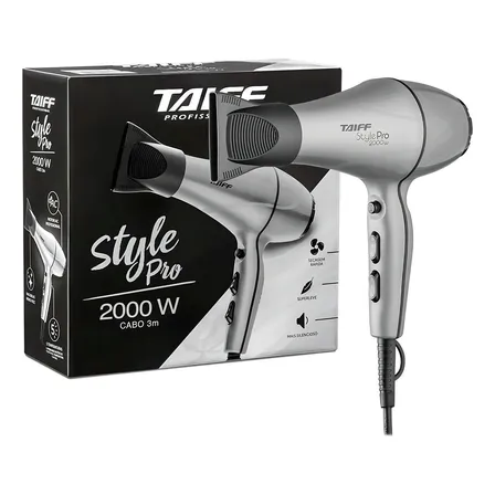 Secador De Cabelo Taiff Style Pro 5 Temperaturas 2000w Prateado 127v