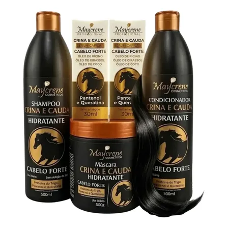 Kit Shampoo, Cond, Máscara Com 2 Sérum Capilar Linha Cavalo