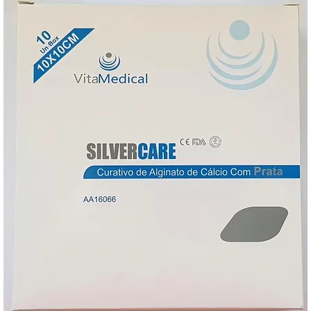 Curativo Silvercare Alginato De Cálcio Com Prata 10x10cm Vitamedical Caixa Com 10 Unidades - Aa16066