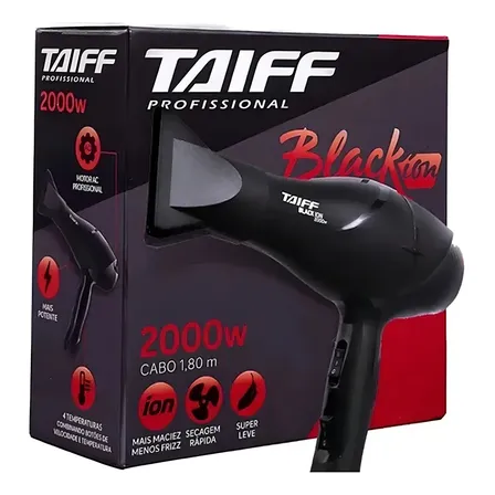 Taiff Profissional Black Ion Secador De Cabelo 2000 Watts Preto 220v