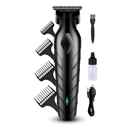 Máquina De Corte Acabamento Profissional Com Aparador Cabelo Pelo Barbear Maquininha Detalhes Sem Fio Preto 127/220v